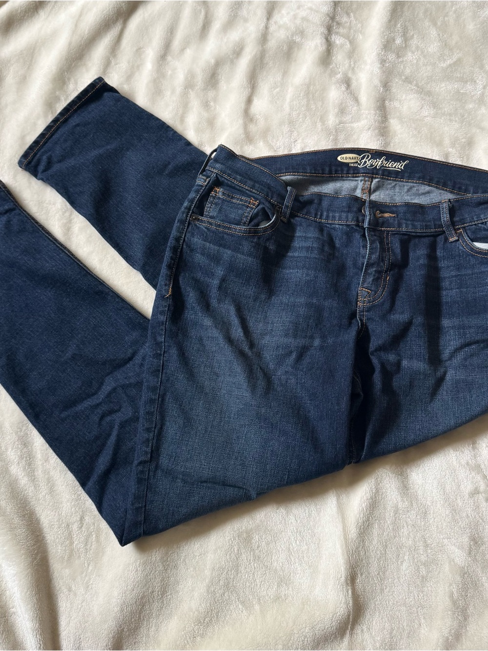 Old Navy Women's Boyfriend Jeans in Deep Indigo Blue